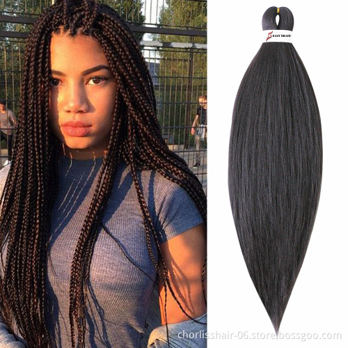 Wholesale Ombre Easy Braid Pre Stretched Braids Hair Synthetic Yaki Bulk For Crochet Hair Extension Pre stretched Braiding Hair